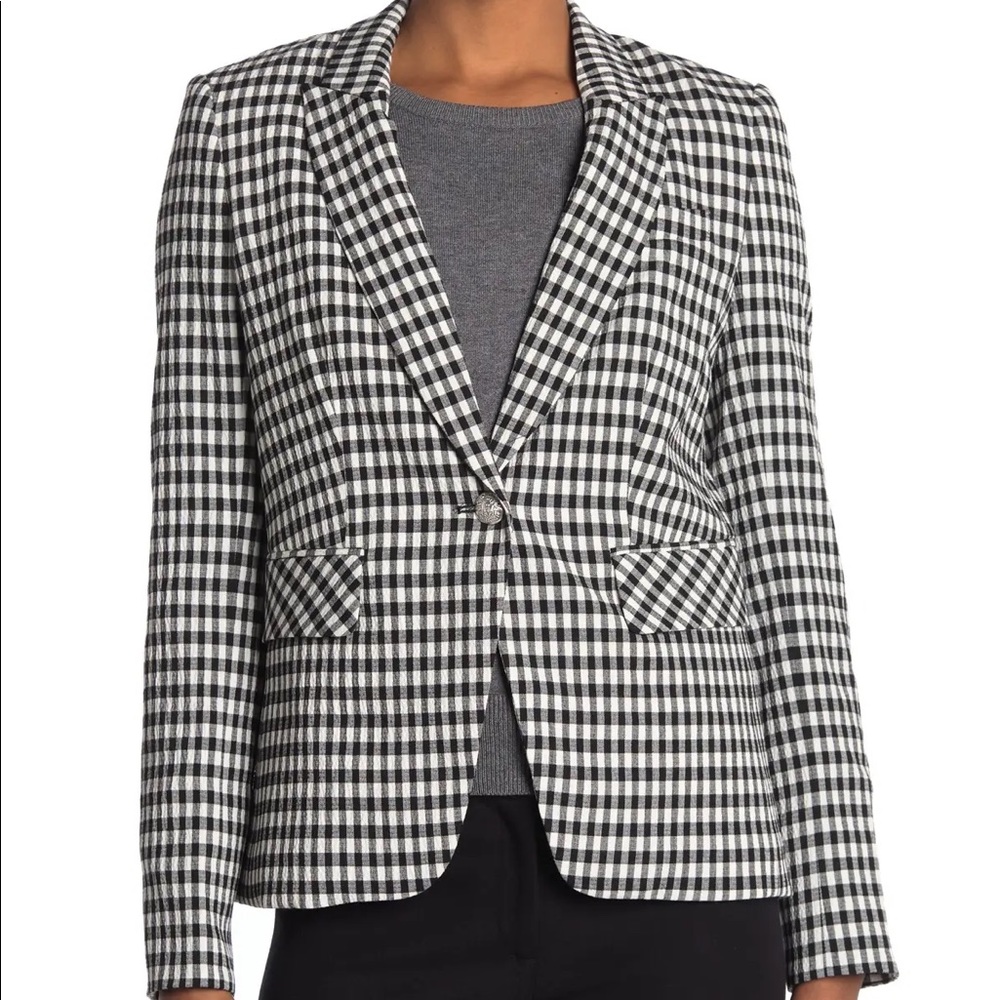 Veronica Beard Cutaway Checkered Dickey Jacket Blazer Size 0